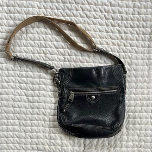 B. Makowsky Black Pebbled Leather Crossbody Purse